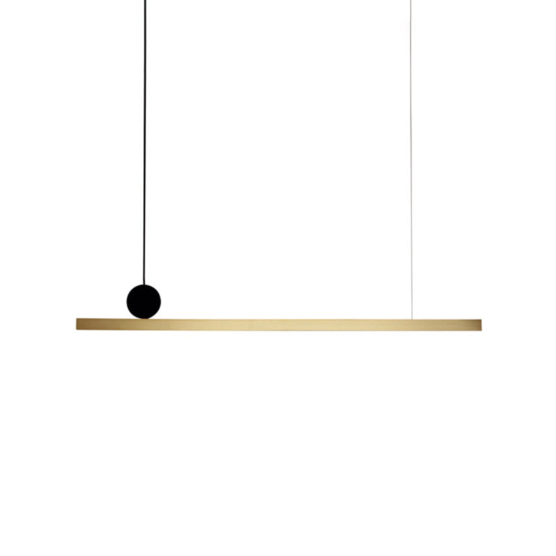 Linear Chandelier Light Post Modern Brass Integrated LED Brass Hanging Light Fixture for Dining Room, 34.5"/46.5" W Clearhalo 'Ceiling Lights' 'Chandeliers' 'Modern Chandeliers' 'Modern' Lighting' 114710