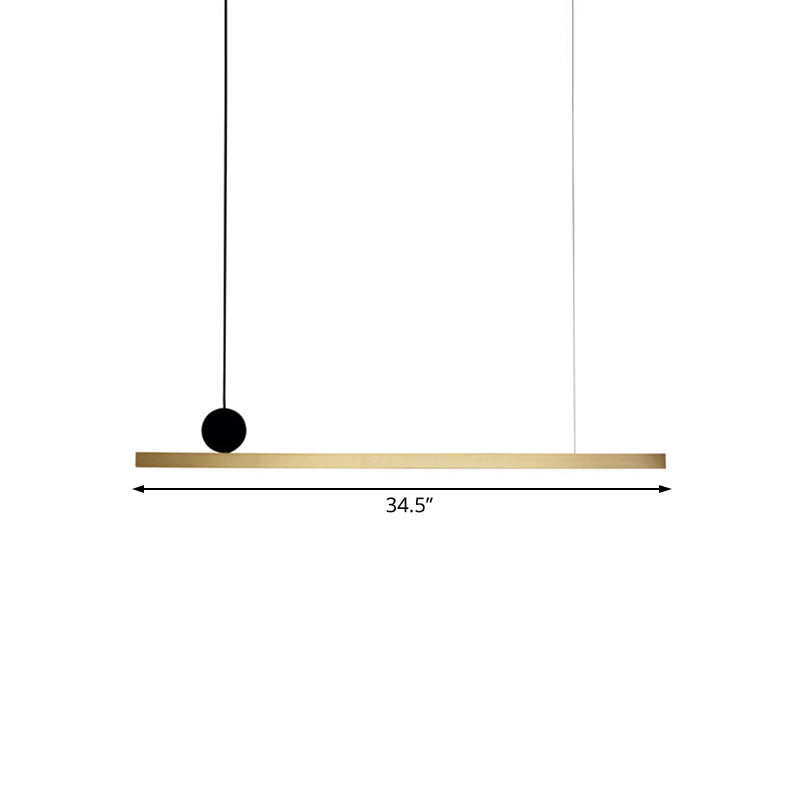 Linear Chandelier Light Post Modern Brass Integrated LED Brass Hanging Light Fixture for Dining Room, 34.5"/46.5" W Clearhalo 'Ceiling Lights' 'Chandeliers' 'Modern Chandeliers' 'Modern' Lighting' 114711