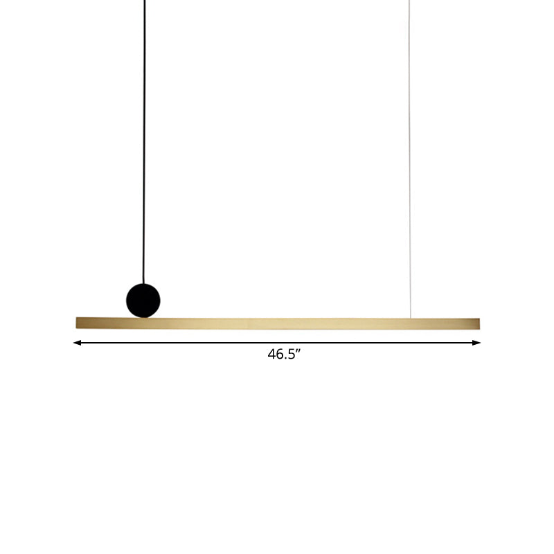 Linear Chandelier Light Post Modern Brass Integrated LED Brass Hanging Light Fixture for Dining Room, 34.5"/46.5" W Clearhalo 'Ceiling Lights' 'Chandeliers' 'Modern Chandeliers' 'Modern' Lighting' 114712