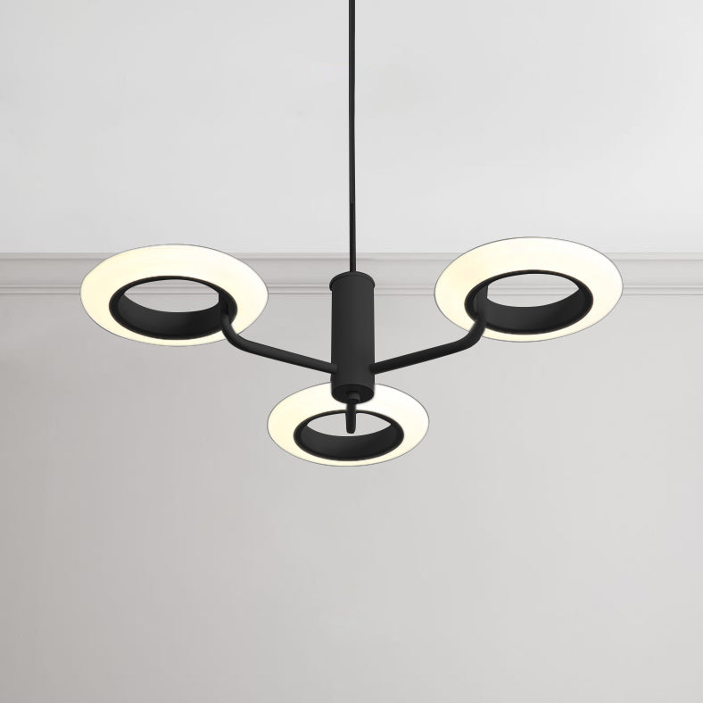 Black/White/Brown Donut Hanging Lamp Kit Modern 3/4-Head Acrylic Chandelier Pendant in Warm/White Light 3 Brown White Clearhalo 'Ceiling Lights' 'Chandeliers' 'Modern Chandeliers' 'Modern' Lighting' 114910