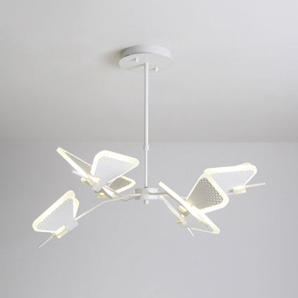 3/6/8 Lights Bedroom Chandelier with Butterfly Acrylic Shade Gold/White Hanging Ceiling Pendant 6 White Clearhalo 'Ceiling Lights' 'Chandeliers' 'Modern Chandeliers' 'Modern' Lighting' 114927