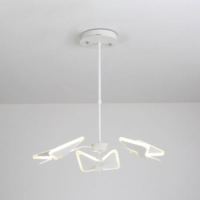 3/6/8 Lights Bedroom Chandelier with Butterfly Acrylic Shade Gold/White Hanging Ceiling Pendant 3 White Clearhalo 'Ceiling Lights' 'Chandeliers' 'Modern Chandeliers' 'Modern' Lighting' 114928