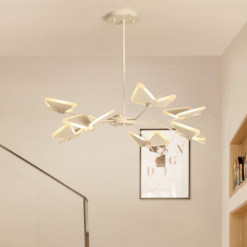 3/6/8 Lights Bedroom Chandelier with Butterfly Acrylic Shade Gold/White Hanging Ceiling Pendant Clearhalo 'Ceiling Lights' 'Chandeliers' 'Modern Chandeliers' 'Modern' Lighting' 114929