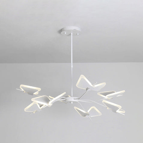 3/6/8 Lights Bedroom Chandelier with Butterfly Acrylic Shade Gold/White Hanging Ceiling Pendant 8 White Clearhalo 'Ceiling Lights' 'Chandeliers' 'Modern Chandeliers' 'Modern' Lighting' 114930