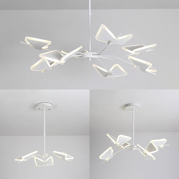 3/6/8 Lights Bedroom Chandelier with Butterfly Acrylic Shade Gold/White Hanging Ceiling Pendant Clearhalo 'Ceiling Lights' 'Chandeliers' 'Modern Chandeliers' 'Modern' Lighting' 114932