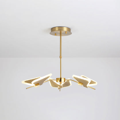 3/6/8 Lights Bedroom Chandelier with Butterfly Acrylic Shade Gold/White Hanging Ceiling Pendant 3 Gold Clearhalo 'Ceiling Lights' 'Chandeliers' 'Modern Chandeliers' 'Modern' Lighting' 114933