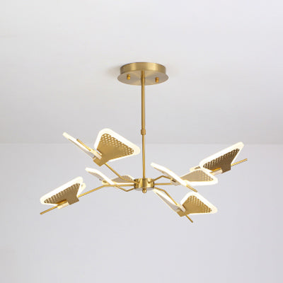 3/6/8 Lights Bedroom Chandelier with Butterfly Acrylic Shade Gold/White Hanging Ceiling Pendant 6 Gold Clearhalo 'Ceiling Lights' 'Chandeliers' 'Modern Chandeliers' 'Modern' Lighting' 114934