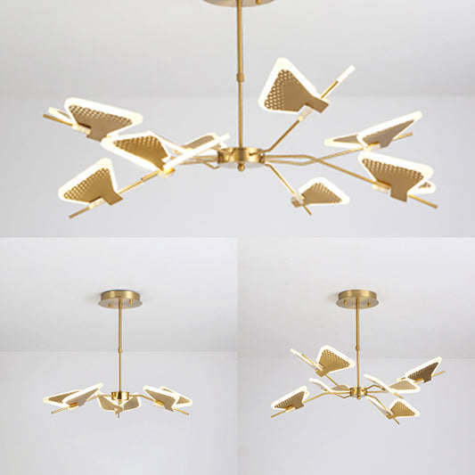 3/6/8 Lights Bedroom Chandelier with Butterfly Acrylic Shade Gold/White Hanging Ceiling Pendant Clearhalo 'Ceiling Lights' 'Chandeliers' 'Modern Chandeliers' 'Modern' Lighting' 114935