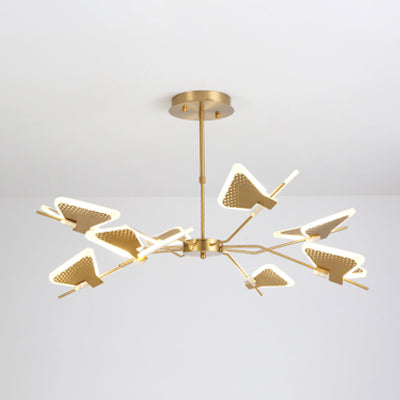 3/6/8 Lights Bedroom Chandelier with Butterfly Acrylic Shade Gold/White Hanging Ceiling Pendant 8 Gold Clearhalo 'Ceiling Lights' 'Chandeliers' 'Modern Chandeliers' 'Modern' Lighting' 114936