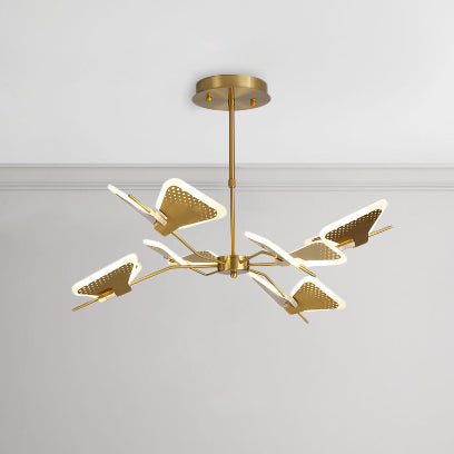 3/6/8 Lights Bedroom Chandelier with Butterfly Acrylic Shade Gold/White Hanging Ceiling Pendant Clearhalo 'Ceiling Lights' 'Chandeliers' 'Modern Chandeliers' 'Modern' Lighting' 114937