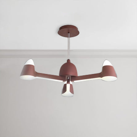 Cone Ceiling Chandelier Nordic Metal 3/6/8 Lights Brown Chandelier Light Fixture for Living Room 3 Brown Clearhalo 'Ceiling Lights' 'Chandeliers' 'Modern Chandeliers' 'Modern' Lighting' 114957