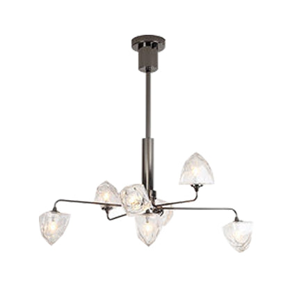 Contemporary Branching Chandelier Lamp Glass 5/7 Lights Living Room Hanging Pendant Light in Black/Nickel 7 Nickel Clearhalo 'Ceiling Lights' 'Chandeliers' 'Modern Chandeliers' 'Modern' Lighting' 114990