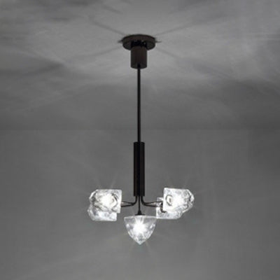 Contemporary Branching Chandelier Lamp Glass 5/7 Lights Living Room Hanging Pendant Light in Black/Nickel 5 Black Clearhalo 'Ceiling Lights' 'Chandeliers' 'Modern Chandeliers' 'Modern' Lighting' 115000