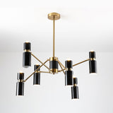 Cylinder Hanging Lamp Nordic Metal Up and Down Black Chandelier Light for Living Room Clearhalo 'Ceiling Lights' 'Chandeliers' 'Modern Chandeliers' 'Modern' Lighting' 115055