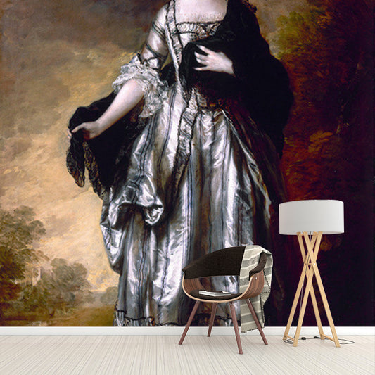 Victoria Portrait Countess Isabella Mural Brown Stain Resistant Wall Covering for Bedroom Clearhalo 'Wall Decor' 'Wall Mural' 1150759