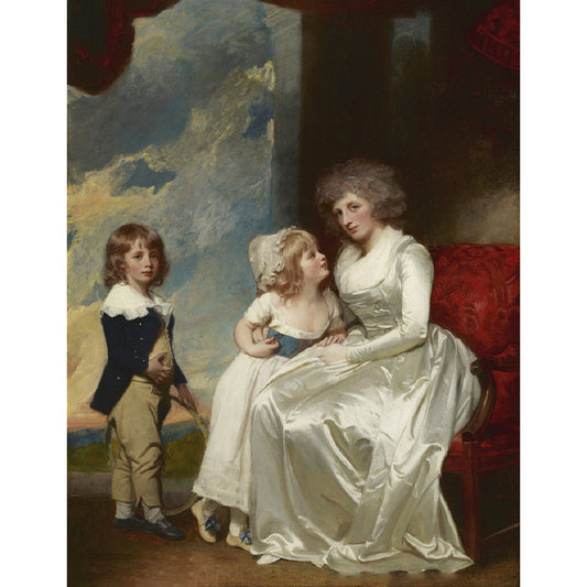 White-Brown Classic Mural Wallpaper Full Size Countess and Her Children Portrait Wall Decor for Accent Wall Clearhalo 'Wall Decor' 'Wall Mural' 1150946