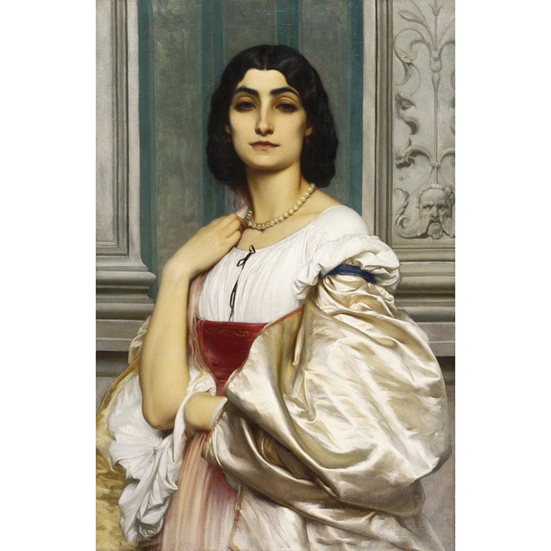 A Roman Lady Portrait Mural White and Brown Retro Style Wall Covering for Accent Wall Clearhalo 'Wall Decor' 'Wall Mural' 1150966