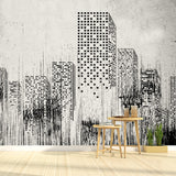 Big Urban Buildings Mural Wallpaper in Grey Non-Woven Material Wall Covering for Home Decor, Custom-Printed Clearhalo 'Wall Decor' 'Wall Mural' 1151603