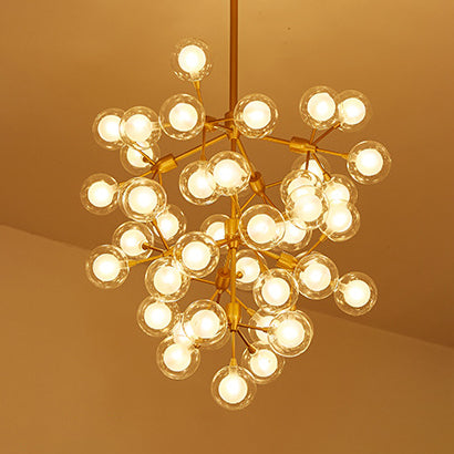 Clear Glass Ball Chandelier Pendant Light Modern 25/45 Lights Golden Hanging Lamp for Living Room Clearhalo 'Ceiling Lights' 'Chandeliers' 'Modern Chandeliers' 'Modern' Lighting' 115168