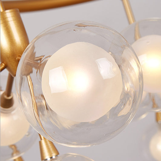 Clear Glass Ball Chandelier Pendant Light Modern 25/45 Lights Golden Hanging Lamp for Living Room Clearhalo 'Ceiling Lights' 'Chandeliers' 'Modern Chandeliers' 'Modern' Lighting' 115173