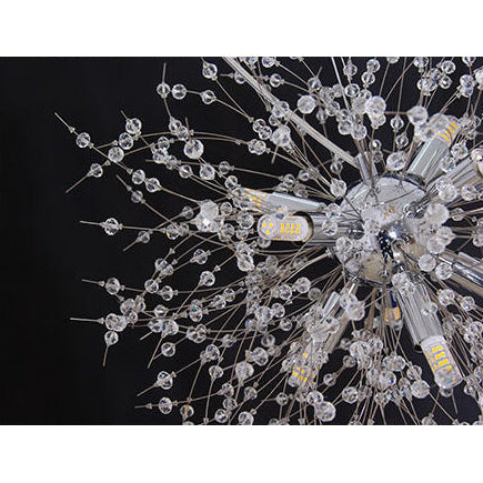 Gold/Silver Firework Chandelier Lighting Modernist 16"/19.5" Wide 8/9/12 Lights Clear Crystal Hanging Lamp Clearhalo 'Ceiling Lights' 'Chandeliers' 'Modern Chandeliers' 'Modern' Lighting' 115319