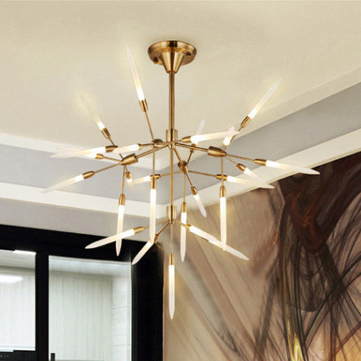 Acrylic Spur Chandelier Lighting Modern Stylish 5/25 Lights Gold Finish Ceiling Light Fixture for Living Room Clearhalo 'Ceiling Lights' 'Chandeliers' 'Modern Chandeliers' 'Modern' Lighting' 115362