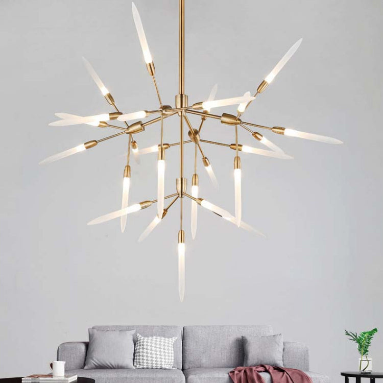 Acrylic Spur Chandelier Lighting Modern Stylish 5/25 Lights Gold Finish Ceiling Light Fixture for Living Room 25 Gold Clearhalo 'Ceiling Lights' 'Chandeliers' 'Modern Chandeliers' 'Modern' Lighting' 115363