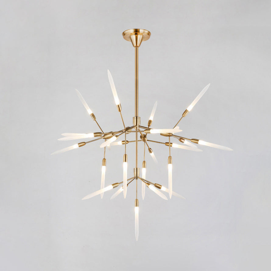 Acrylic Spur Chandelier Lighting Modern Stylish 5/25 Lights Gold Finish Ceiling Light Fixture for Living Room Clearhalo 'Ceiling Lights' 'Chandeliers' 'Modern Chandeliers' 'Modern' Lighting' 115364