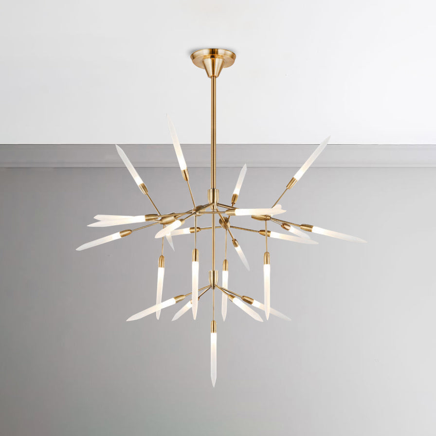 Acrylic Spur Chandelier Lighting Modern Stylish 5/25 Lights Gold Finish Ceiling Light Fixture for Living Room Clearhalo 'Ceiling Lights' 'Chandeliers' 'Modern Chandeliers' 'Modern' Lighting' 115365