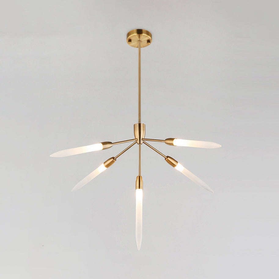 Acrylic Spur Chandelier Lighting Modern Stylish 5/25 Lights Gold Finish Ceiling Light Fixture for Living Room 5 Gold Clearhalo 'Ceiling Lights' 'Chandeliers' 'Modern Chandeliers' 'Modern' Lighting' 115366