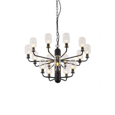 Modernist Oval Chandelier Light Fixture Glass 15-Light Living Room Suspension Lamp in Black/Gold/White Finish Black Clearhalo 'Ceiling Lights' 'Chandeliers' 'Glass shade' 'Glass' 'Modern Chandeliers' 'Modern' Lighting' 115375