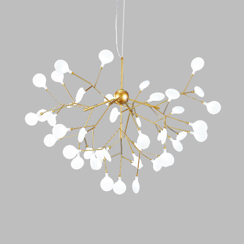 36 Lights Bedroom Chandelier Light Fixture with Branch-Like Wireframe Acrylic Shade Modern Gold Finish Suspension Light Clearhalo 'Ceiling Lights' 'Chandeliers' 'Modern Chandeliers' 'Modern' Lighting' 115415