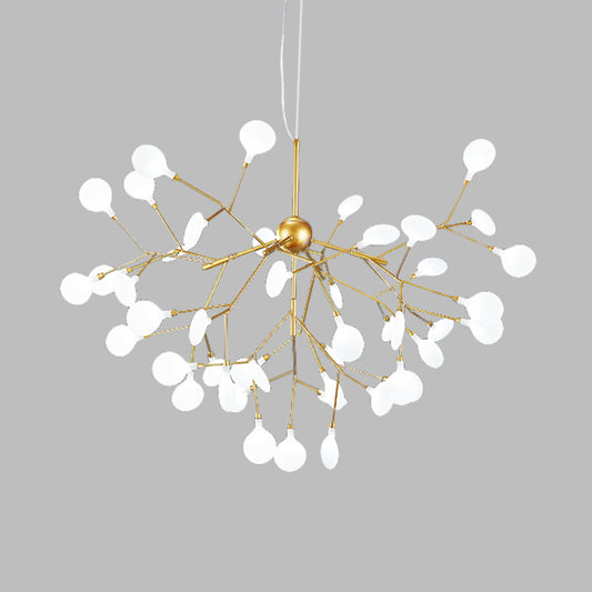 36 Lights Bedroom Chandelier Light Fixture with Branch-Like Wireframe Acrylic Shade Modern Gold Finish Suspension Light Clearhalo 'Ceiling Lights' 'Chandeliers' 'Modern Chandeliers' 'Modern' Lighting' 115415