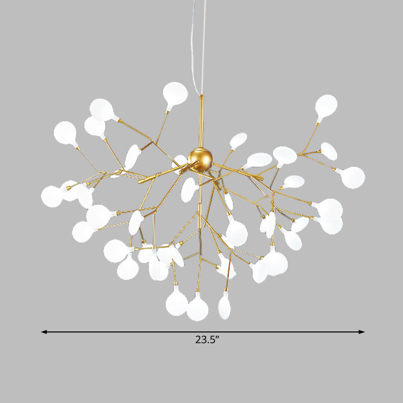 36 Lights Bedroom Chandelier Light Fixture with Branch-Like Wireframe Acrylic Shade Modern Gold Finish Suspension Light Clearhalo 'Ceiling Lights' 'Chandeliers' 'Modern Chandeliers' 'Modern' Lighting' 115416