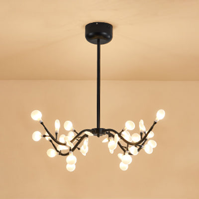 Leaf-Shaped Chandelier Light Contemporary Acrylic 36 Lights Dining Room Hanging Lamp in Black Clearhalo 'Ceiling Lights' 'Chandeliers' 'Modern Chandeliers' 'Modern' Lighting' 115419