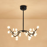 Leaf-Shaped Chandelier Light Contemporary Acrylic 36 Lights Dining Room Hanging Lamp in Black Clearhalo 'Ceiling Lights' 'Chandeliers' 'Modern Chandeliers' 'Modern' Lighting' 115419