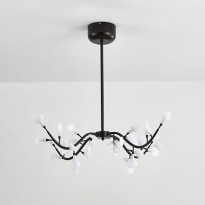 Leaf-Shaped Chandelier Light Contemporary Acrylic 36 Lights Dining Room Hanging Lamp in Black Clearhalo 'Ceiling Lights' 'Chandeliers' 'Modern Chandeliers' 'Modern' Lighting' 115420