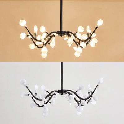 Leaf-Shaped Chandelier Light Contemporary Acrylic 36 Lights Dining Room Hanging Lamp in Black Clearhalo 'Ceiling Lights' 'Chandeliers' 'Modern Chandeliers' 'Modern' Lighting' 115421