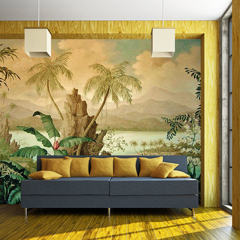 Tropical Landscape Murals Wallpaper Brown Living Room Wall Decor, Made to Measure Brown Clearhalo 'Wall Decor' 'Wall Mural' 1154307