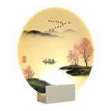 Round Hallway Mountain and Lake Mural Lamp Acrylic LED Chinese Wall Lighting Idea in White Clearhalo 'Wall Lamps & Sconces' 'Wall Lights' Lighting' 1155280