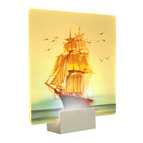 White Square Wall Mural Light Oriental Style LED Acrylic Sailing Boat and Sea Wall Lamp Clearhalo 'Wall Lamps & Sconces' 'Wall Lights' Lighting' 1155284