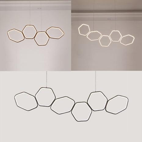 Hexagonal Island Chandelier Simple Acrylic 4/5/6 Lights White/Brown Ceiling Pendant in Warm/White Light Clearhalo 'Ceiling Lights' 'Chandeliers' 'Modern Chandeliers' 'Modern' Lighting' 115532