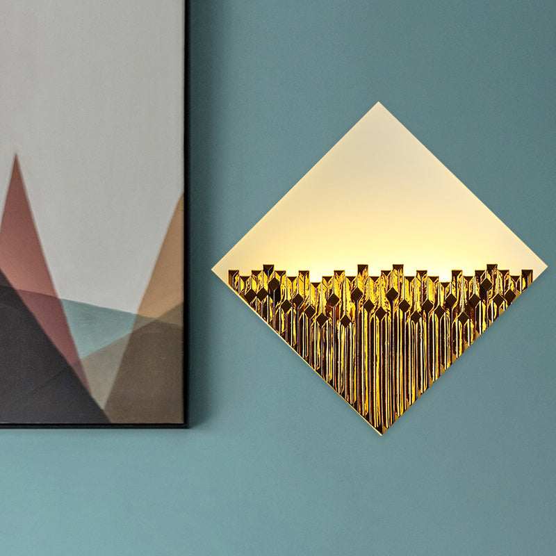 Asia LED Wall Mounted Light Fixture Acrylic Gold/Blue Harlequin Shaped Metallic Surface Wall Mural Lamp Gold Clearhalo 'Wall Lamps & Sconces' 'Wall Lights' Lighting' 1155383