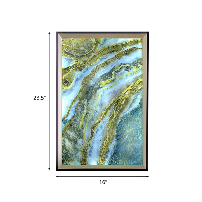 Rectangle Frame Acrylic Mountain Wall Lamp LED Blue and Green Wall Mural Light for Hallway Clearhalo 'Wall Lamps & Sconces' 'Wall Lights' Lighting' 1155398