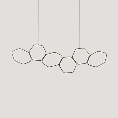 Hexagonal Island Chandelier Simple Acrylic 4/5/6 Lights White/Brown Ceiling Pendant in Warm/White Light 6 Clearhalo 'Ceiling Lights' 'Chandeliers' 'Modern Chandeliers' 'Modern' Lighting' 115540