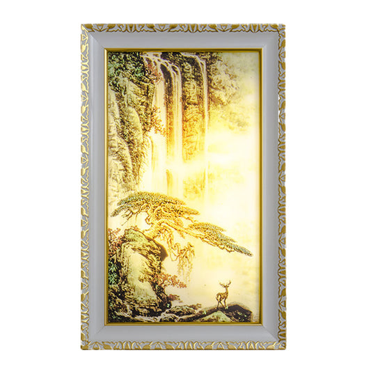 Chinese Rectangle Acrylic Wall Mural Light LED Wall Lighting in Gold with Pine Tree and Waterfall Pattern Clearhalo 'Wall Lamps & Sconces' 'Wall Lights' Lighting' 1155401