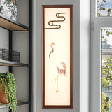 LED Bedside Wall Mounted Light Oriental Style Brown Crane Patterned Wall Mural Lamp with Rectangle Wood Frame Clearhalo 'Wall Lamps & Sconces' 'Wall Lights' Lighting' 1155438