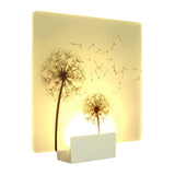 Chinese Square Acrylic Wall Mural Lamp LED Wall Mount Light Fixture in White with Dandelion Pattern Clearhalo 'Wall Lamps & Sconces' 'Wall Lights' Lighting' 1155455