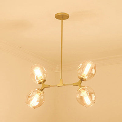 Bubble Shade Chandelier Light Fixture Contemporary Clear Glass 2/4 Lights Black/Gold Hanging Ceiling Light Clearhalo 'Ceiling Lights' 'Chandeliers' 'Glass shade' 'Glass' 'Modern Chandeliers' 'Modern' Lighting' 115645