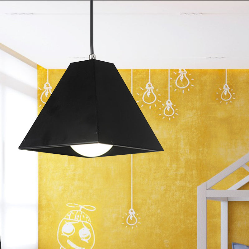 Pyramid Living Room Hanging Lamp Modern Metal 1 Light Black/White Pendant Lighting with Adjustable Cord Black Clearhalo 'Ceiling Lights' 'Modern Pendants' 'Modern' 'Pendant Lights' 'Pendants' Lighting' 1158617